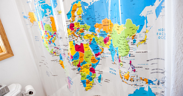 World Map Shower Curtain