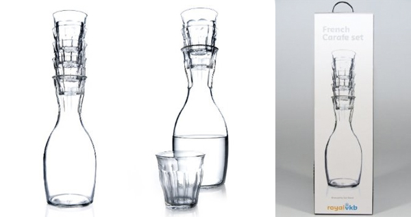 French Carafe with Four Glass Tumblers