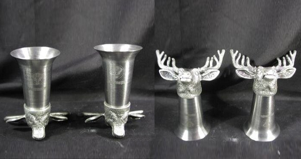 Jagermeister Deer Head pewter shot glasses