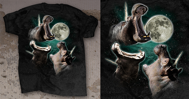 Three Hippopoticorn Moon T-Shirt