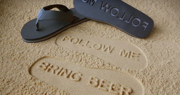 Follow Me, Bring Beer flip flops