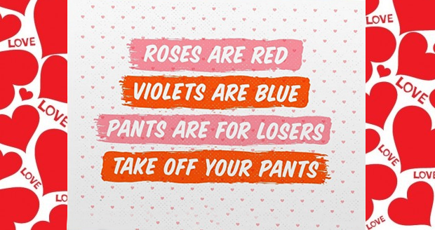 Take Off Your Pants Valentines Card
