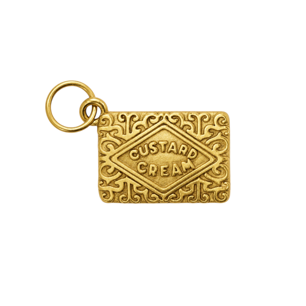 Custard Cream Charm – 18k Gold-Plated Biscuit Pendant