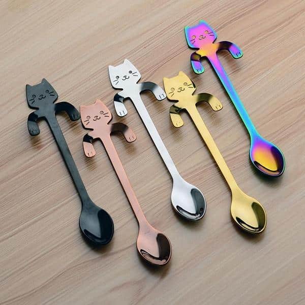 Hanging Cat Teaspoons (6-Piece Set) – Kitten Spoons for Mugs